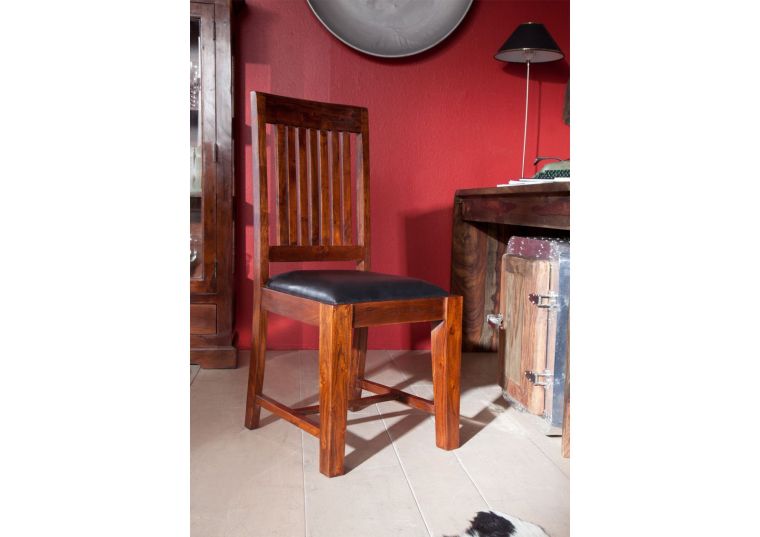 Chaise rembourée 48x51x100 Acacia laqué Nougat OXFORD #15