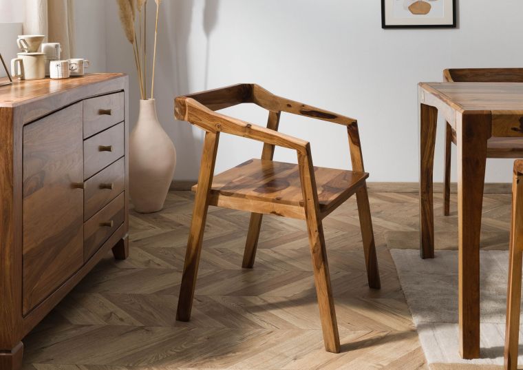 ANCONA #100 Chaise en bois de sheesham - laqué / brun 45x51x76