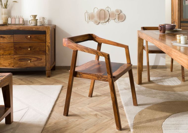 ANCONA #200 Chaise en bois Sheesham - laqué / brun foncé 45x51x76