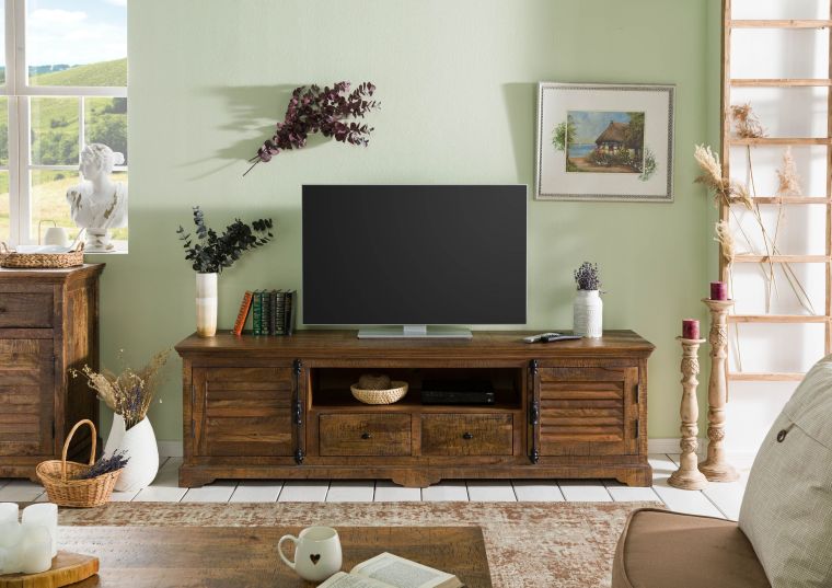 Meuble de TV en bois de manguier huilé marron RODEZ #149
