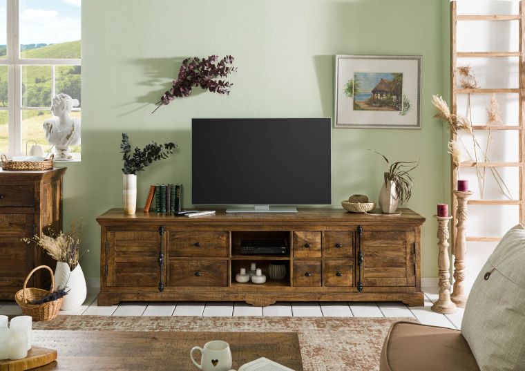 Meuble de TV en bois de manguier huilé marron RODEZ #150