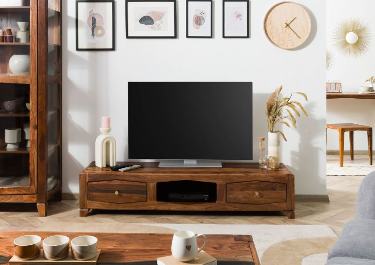 ANCONA #212 Meuble TV en bois de sheesham - laqué / marron 160x43x33