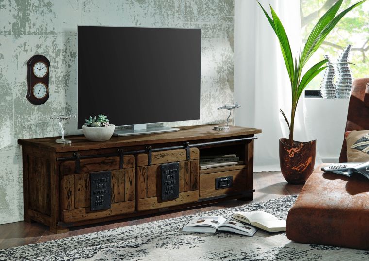Meuble TV en bois d acacia huilé RAILWAY #401