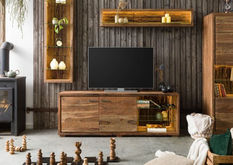 BARK meuble TV #112 175x40x63 bois dacacia laqué (bois naturel)
