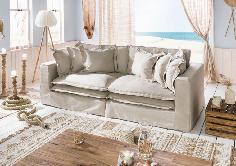 Canapé 2 places en polyester beige SYLT