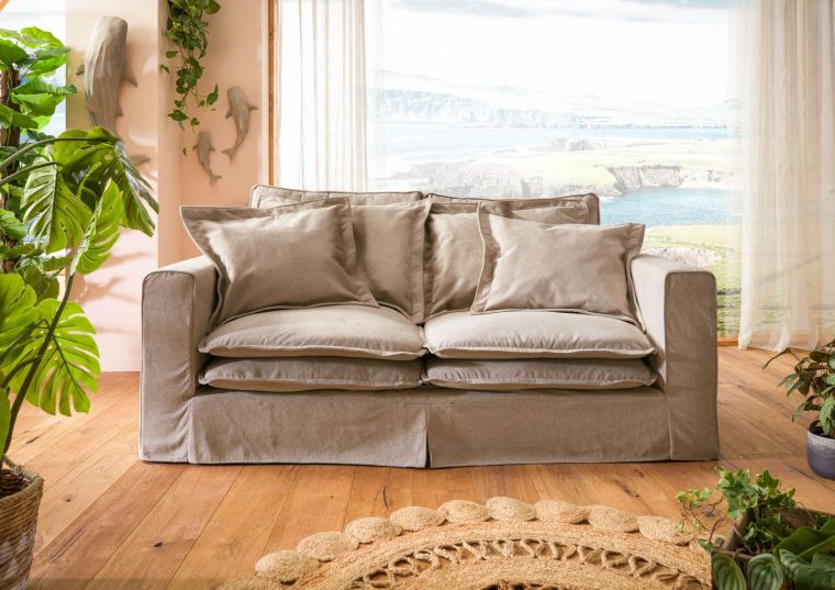 Canapé 2 places en polyester beige KINGSTON